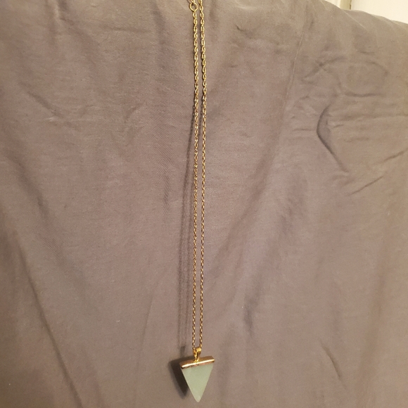 Seafoam Triangle and Gold Accent Necklace - Picture 2 of 5